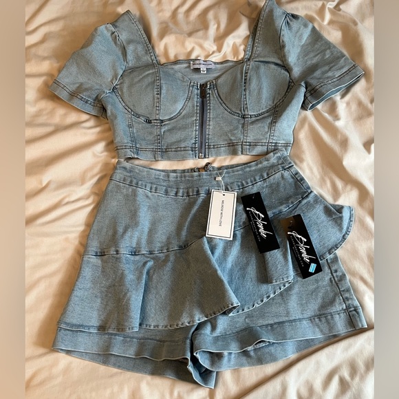 Denim Two Piece Skort - Picture 1 of 6